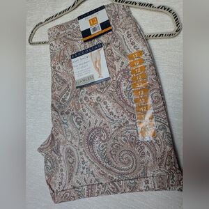 Bandolino Shorts Size 12 High Rise 98% Cotton Paisley Print Brown Pink Blue NWT